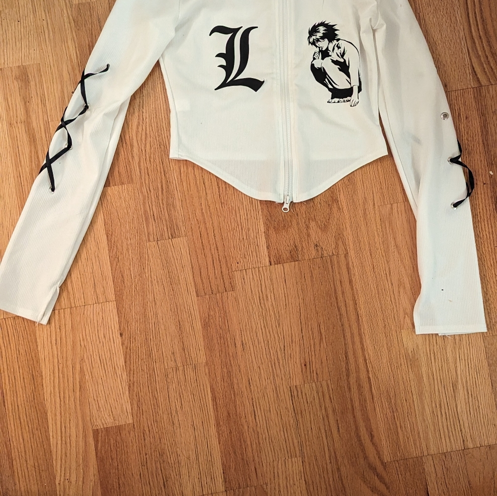Death note zip top with lace-up details